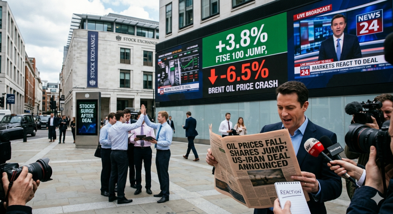 Oil prices fall and shares jump after US-Iran deal announced